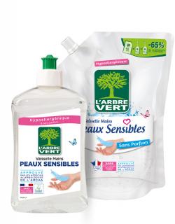 Liquide vaisselle Peaux sensibles et sa recharge